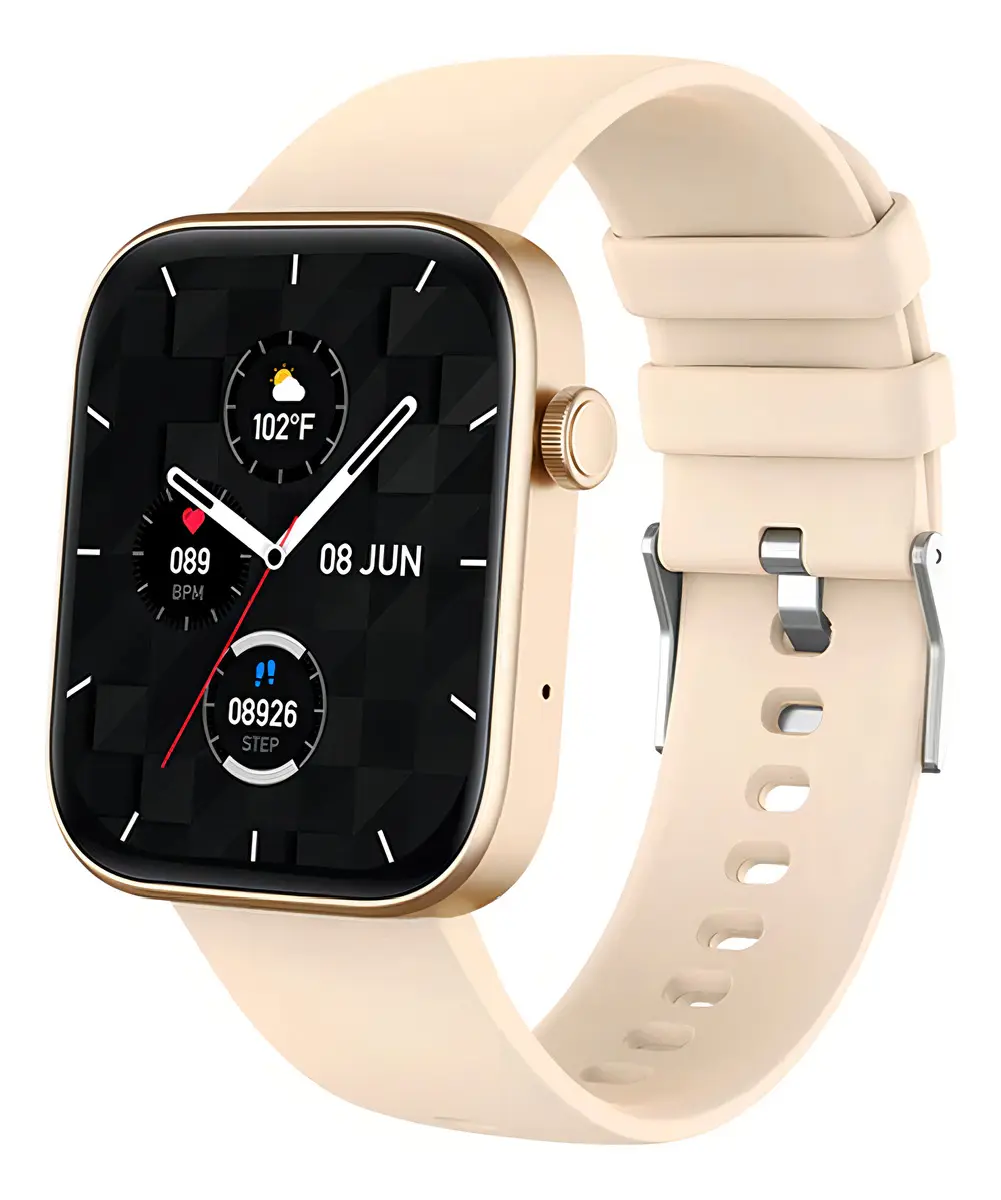 Reloj Inteligente Smartwatch Colmi P71 De 1.9 Dorado Gold Sport Crema