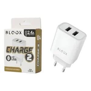 Cargador Bloox X2 USB 2.4A Blanco Sin Cable 2 Puertos USB-A