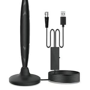 Antena TV Digital Interior Amplificada 50km UHF/VHF Cable 2m