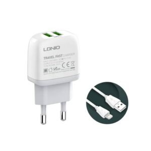 Cargador Pared A2219 Lightning 2.4A 2USB Blanco LDNIO