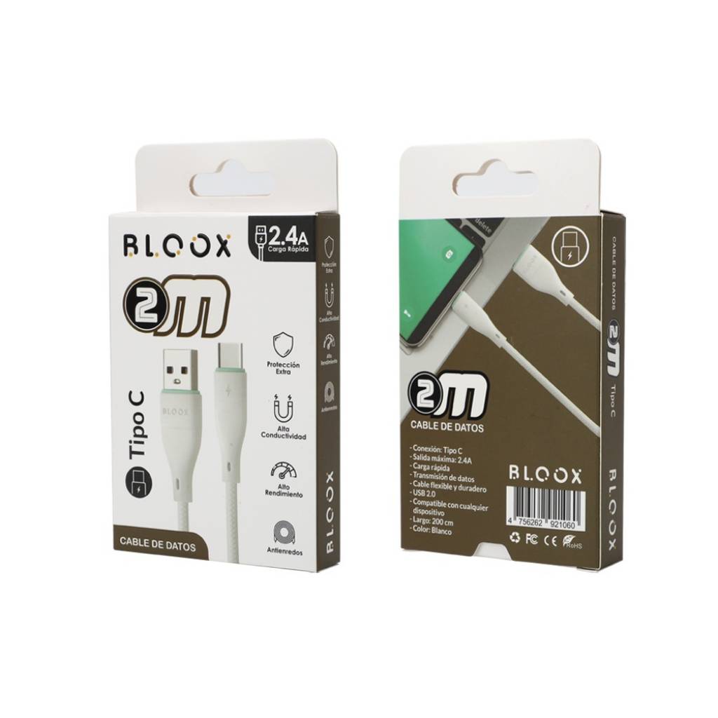 Cable de Datos BLOOX USB A a USB C PVC 200cm - Imagen 3