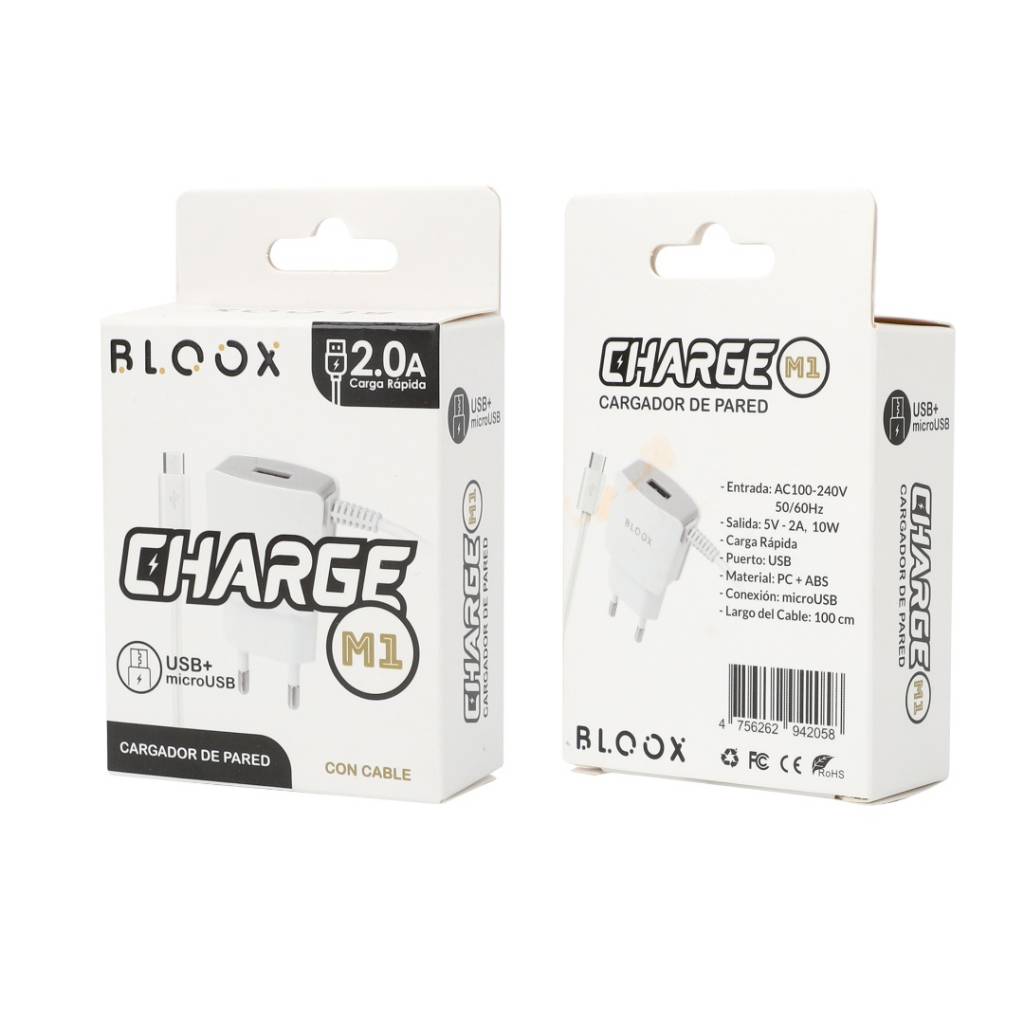 Cargador BLOOX 2A + 1 USB microUSB - Imagen 2