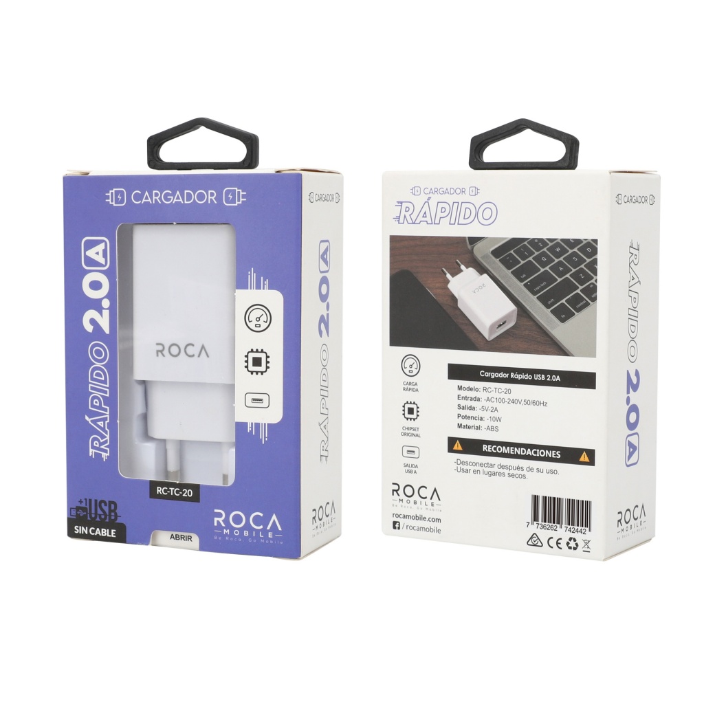 Cargador ROCA 2.0A 1 USB Sin Cable - Imagen 3