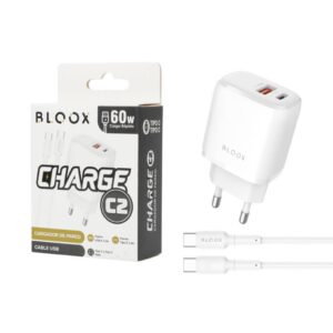 Cargador BLOOX A+C 3A Cable Tipo C a Tipo C 60W