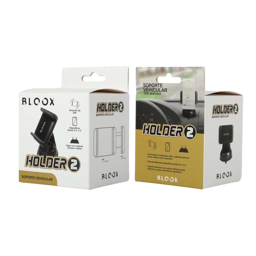 Soporte Vehicular BLOOX - Tipo Ventosa para Panel/Vidrio Holder_2 Negro - Imagen 2