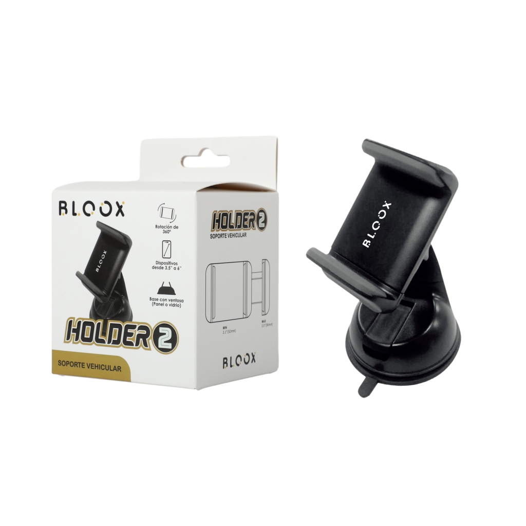 Soporte Vehicular BLOOX - Tipo Ventosa para Panel/Vidrio Holder_2 Negro - Imagen 3