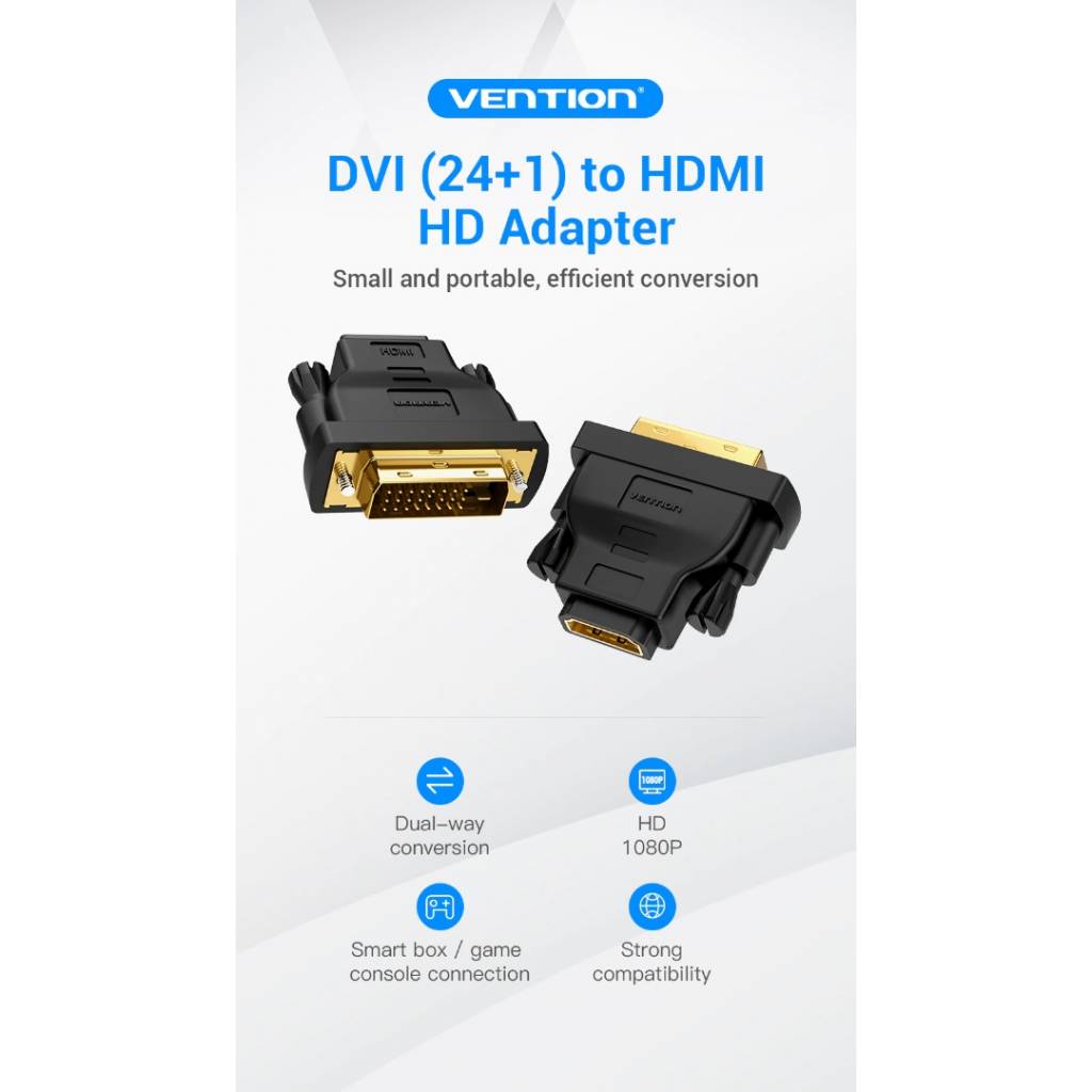 Adaptador DVI a HDMI Macho/Hembra / Negro ECDB0 Vention - Imagen 3
