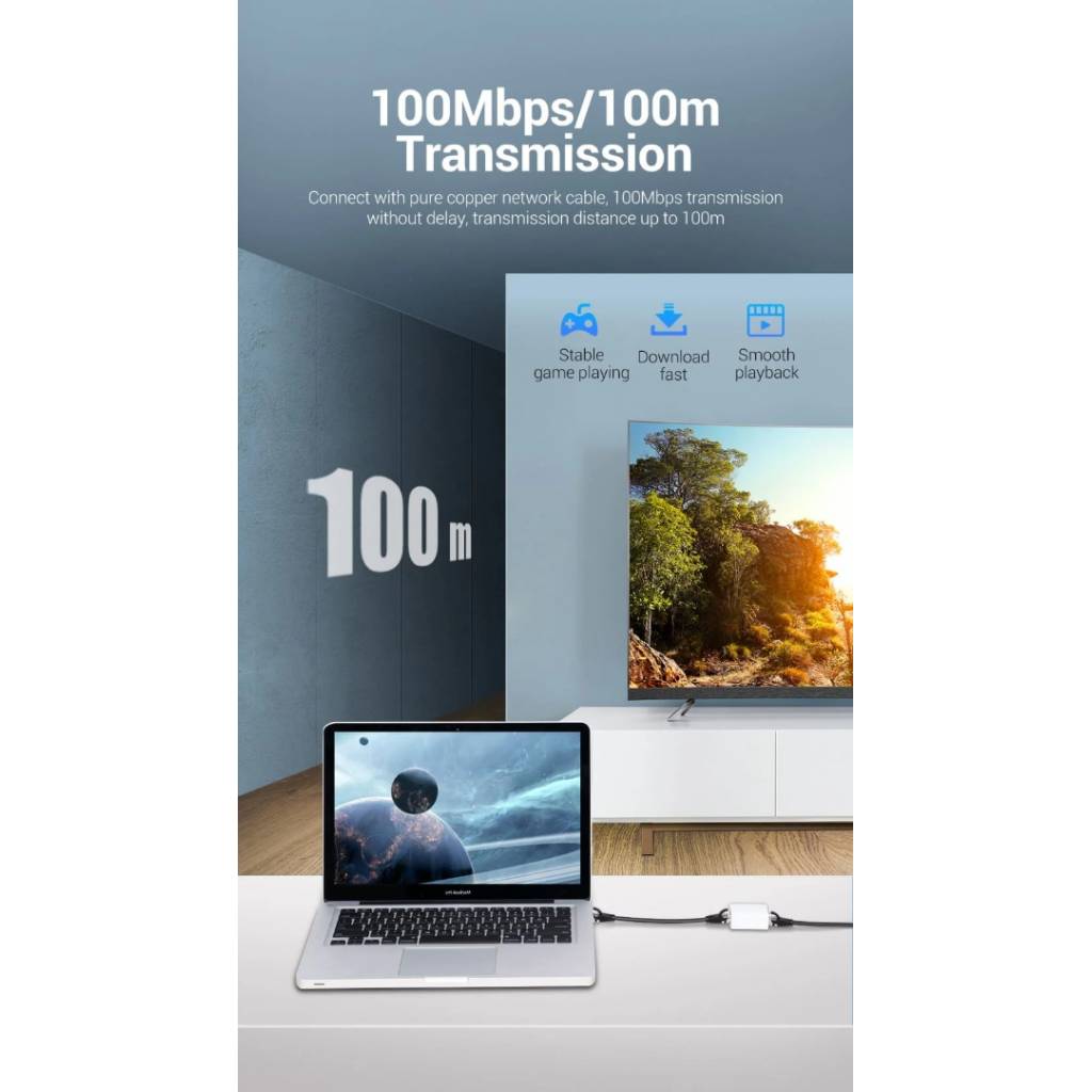 Divisor Splitter RJ45 100mbps / Negro IPTB0 Vention - Imagen 2