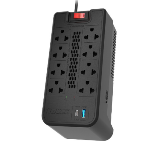 Regulador automático de voltaje 1200VA/600W, 8 salidas, 2 USB-220V
