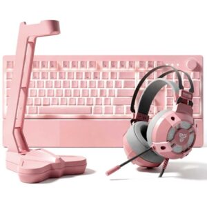 KIT GAMING FANTECH SAKURA - TECLADO MECANICO + AURICULAR + SOPORTE ROSA
